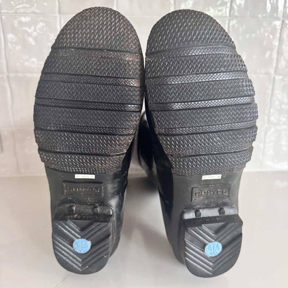 Hunter Original Short Gloss Rain Boots‎ Women Size 9 Black WFS1000RGL